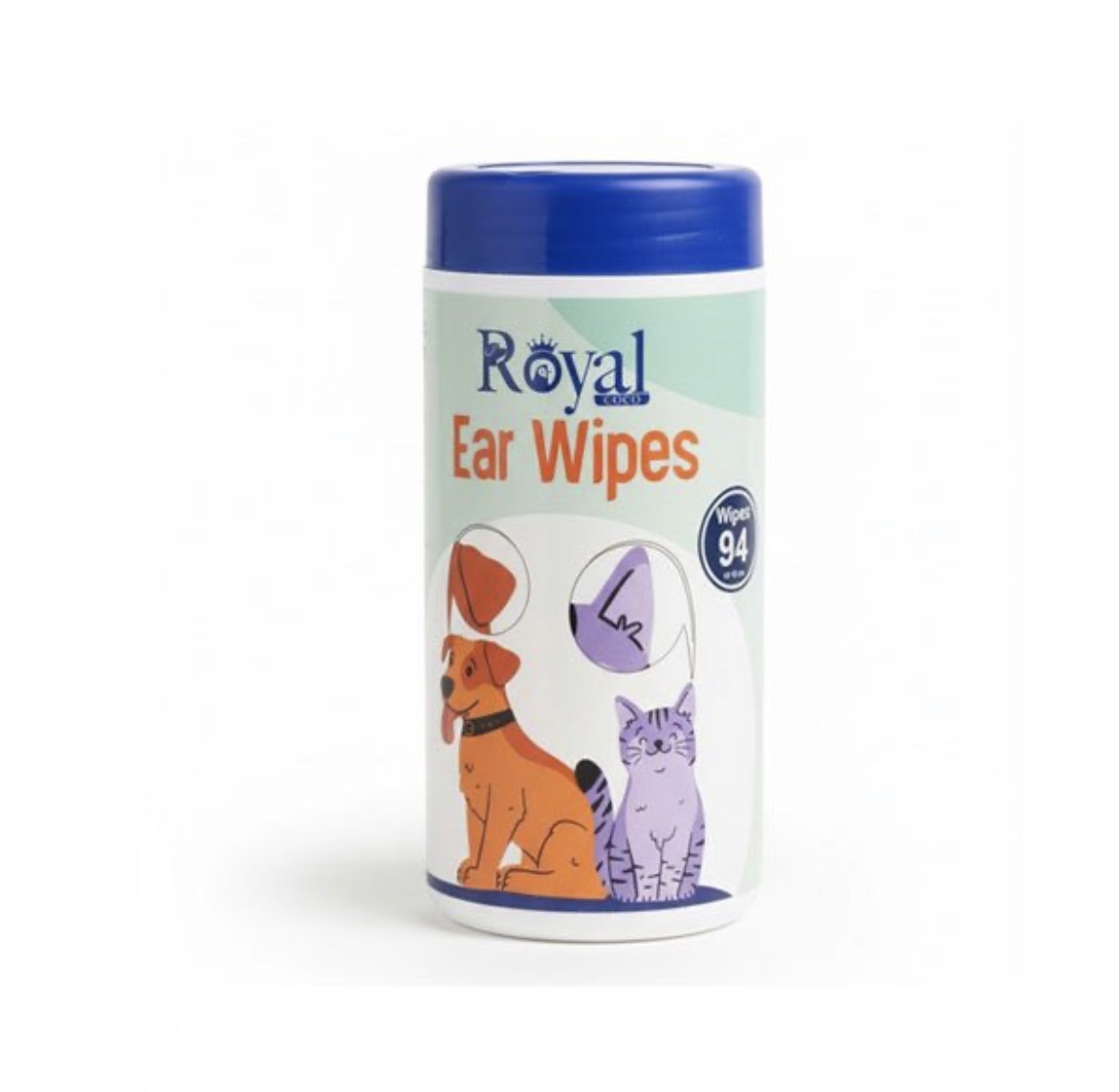 دستمال مرطوب گوش سگ و گربه رویال کوکو مدل استوانه ای Royal coco ear wipes بسته 94 عددی