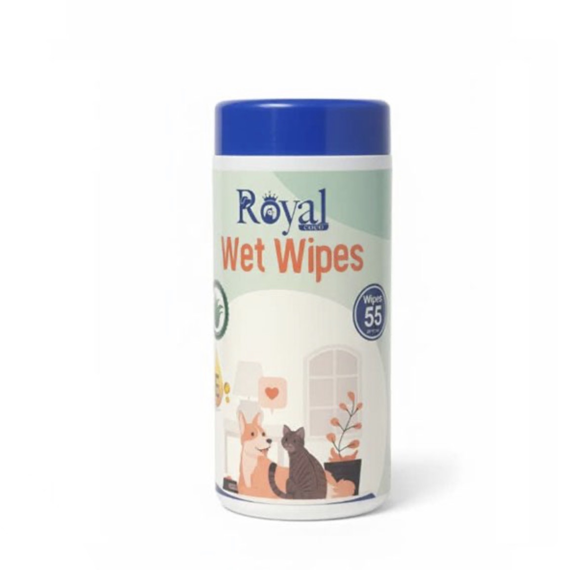 دستمال مرطوب سگ و گربه رویال کوکو Royal coco wet wipes بسته ۵۵ عددی